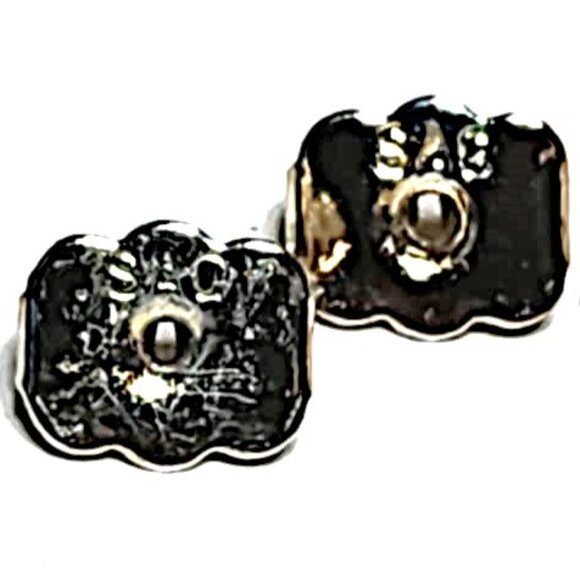 Clear rhinestone flower shaped earrings - stamped SAQ - Picture 5 of 8